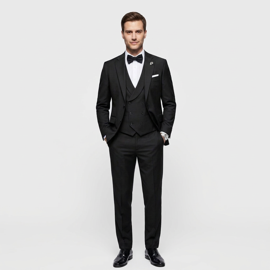 Costume Trois Pièces Blazer Simple Boutonnage Gilet Croisé pour Homme