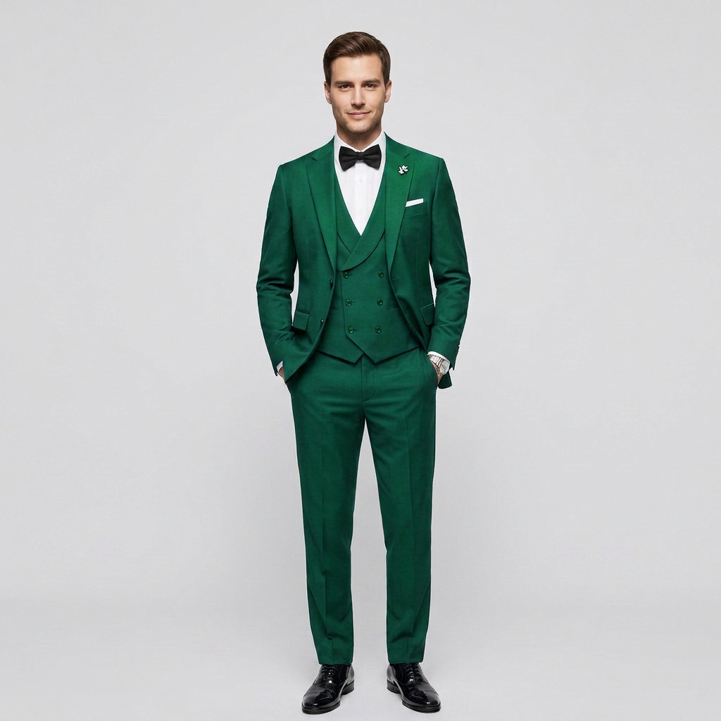 Costume Trois Pièces Blazer Simple Boutonnage Gilet Croisé pour Homme