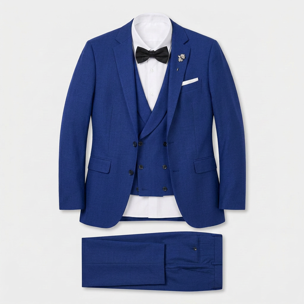 Costume Trois Pièces Blazer Simple Boutonnage Gilet Croisé pour Homme