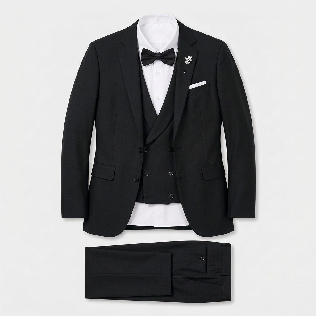 Costume Trois Pièces Blazer Simple Boutonnage Gilet Croisé pour Homme
