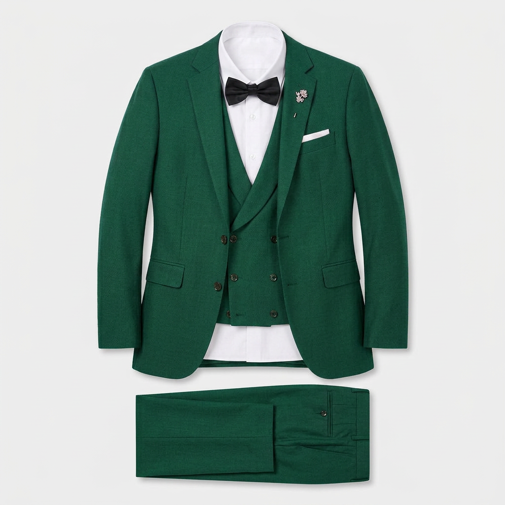 Costume Trois Pièces Blazer Simple Boutonnage Gilet Croisé pour Homme