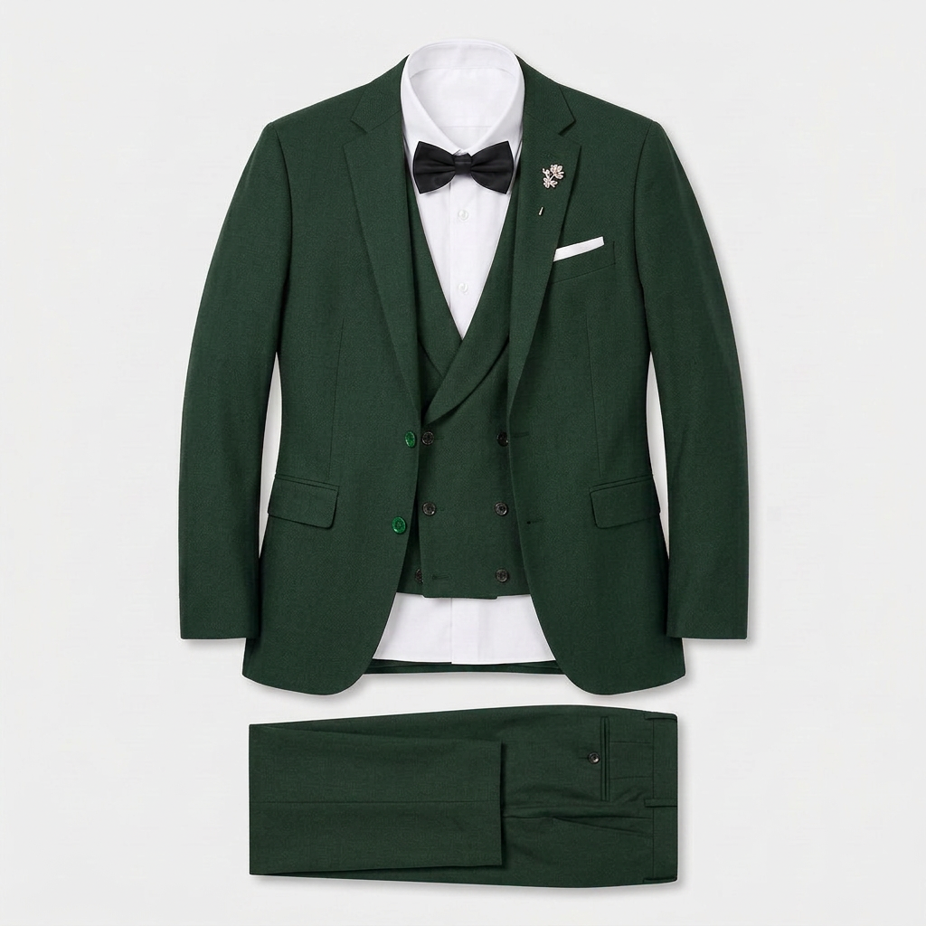 Costume Trois Pièces Blazer Simple Boutonnage Gilet Croisé pour Homme