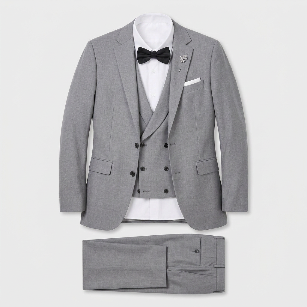 Costume Trois Pièces Blazer Simple Boutonnage Gilet Croisé pour Homme