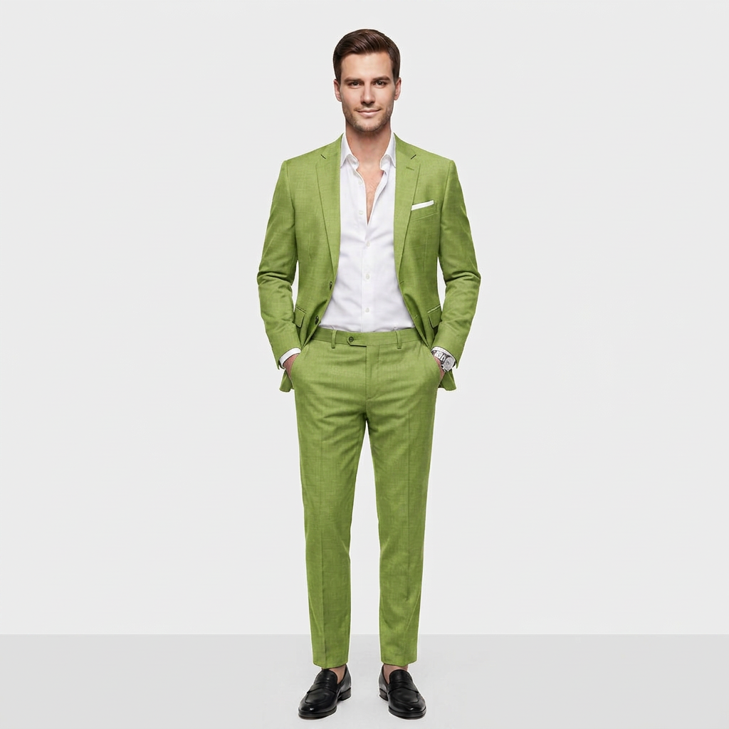 Ensemble Tailleur Blazer Croisé Pantalon Slim pour Homme