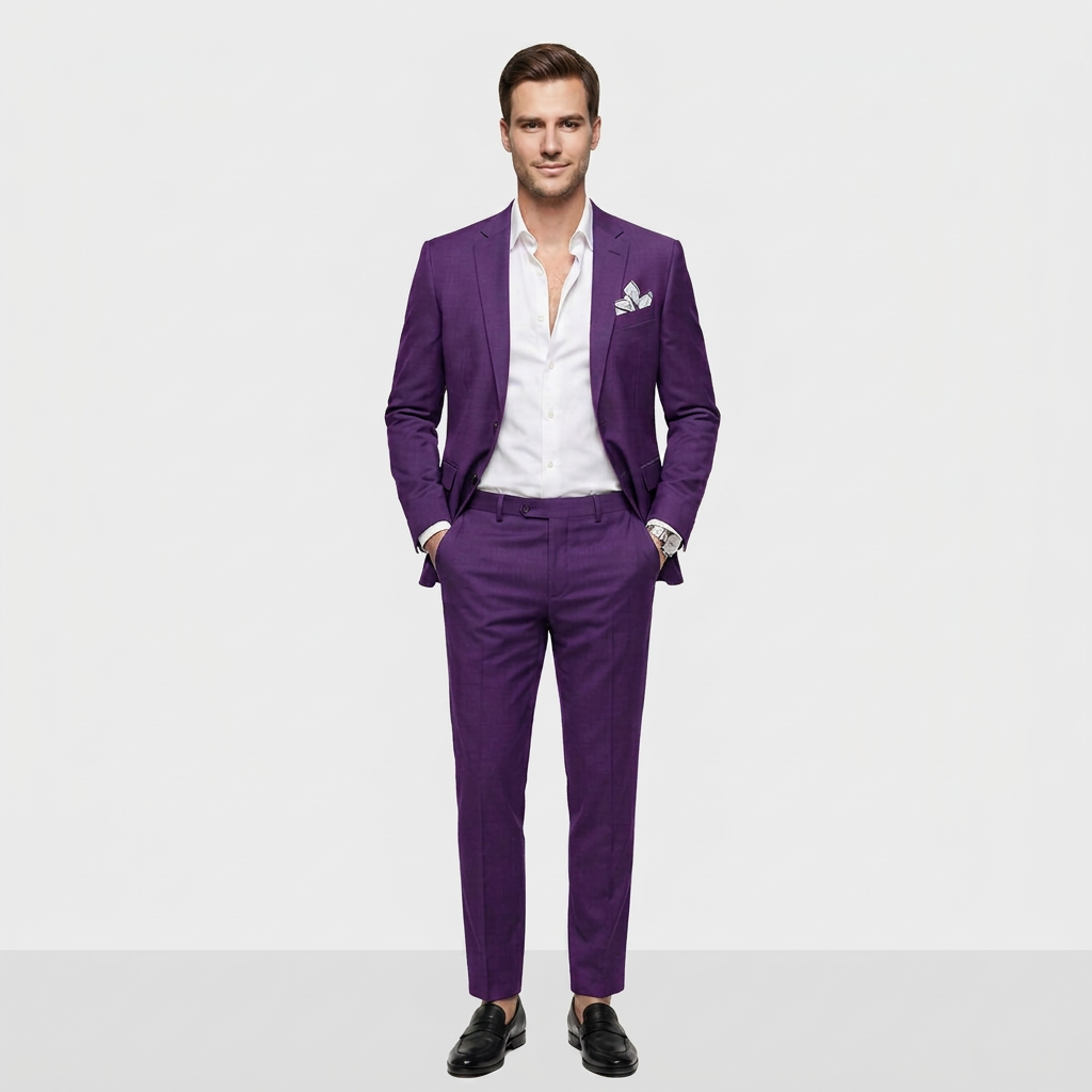 Ensemble Tailleur Blazer Croisé Pantalon Slim pour Homme