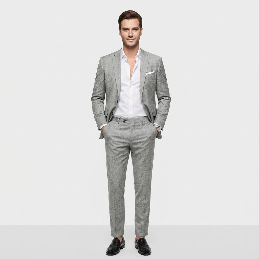 Ensemble Tailleur Blazer Croisé Pantalon Slim pour Homme