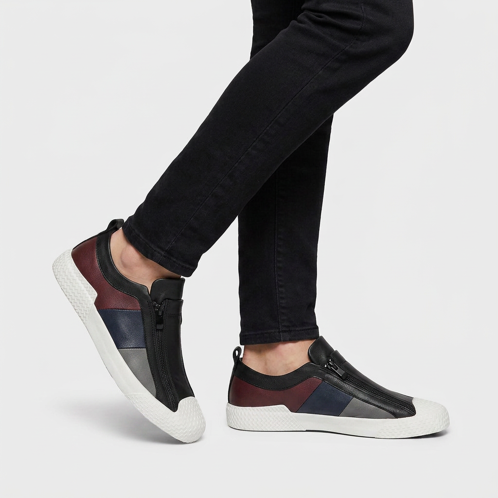 Sneakers Slip-On Multi-Panneaux Fermeture Zippée pour Homme