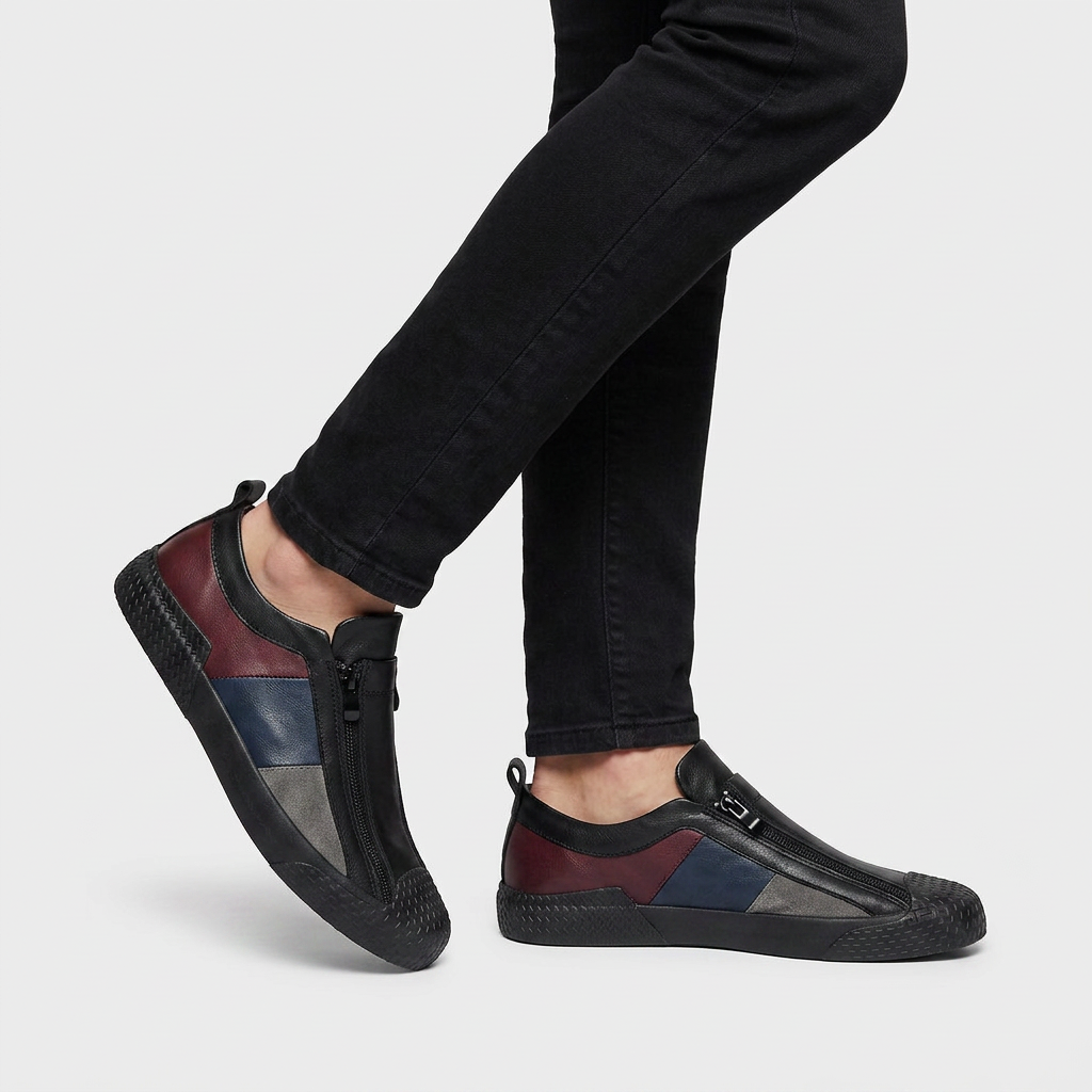 Sneakers Slip-On Multi-Panneaux Fermeture Zippée pour Homme
