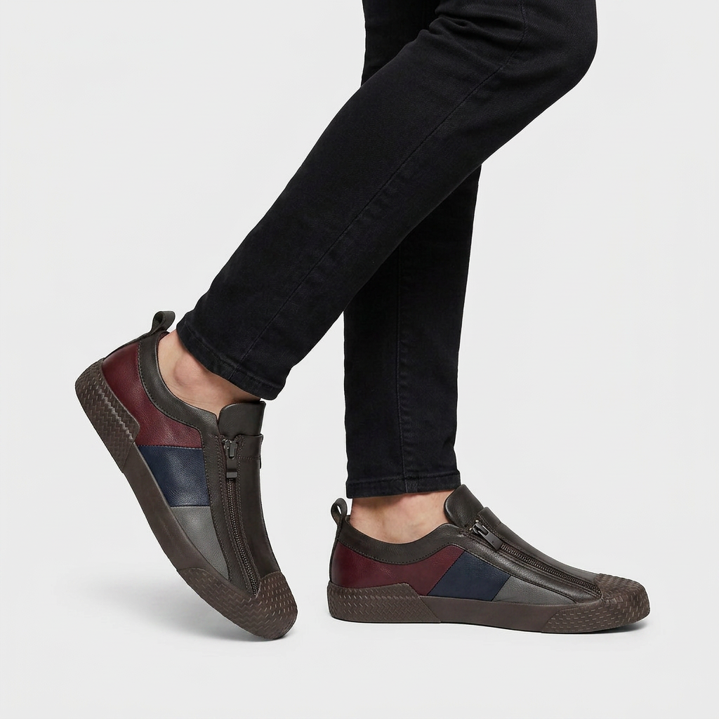 Sneakers Slip-On Multi-Panneaux Fermeture Zippée pour Homme
