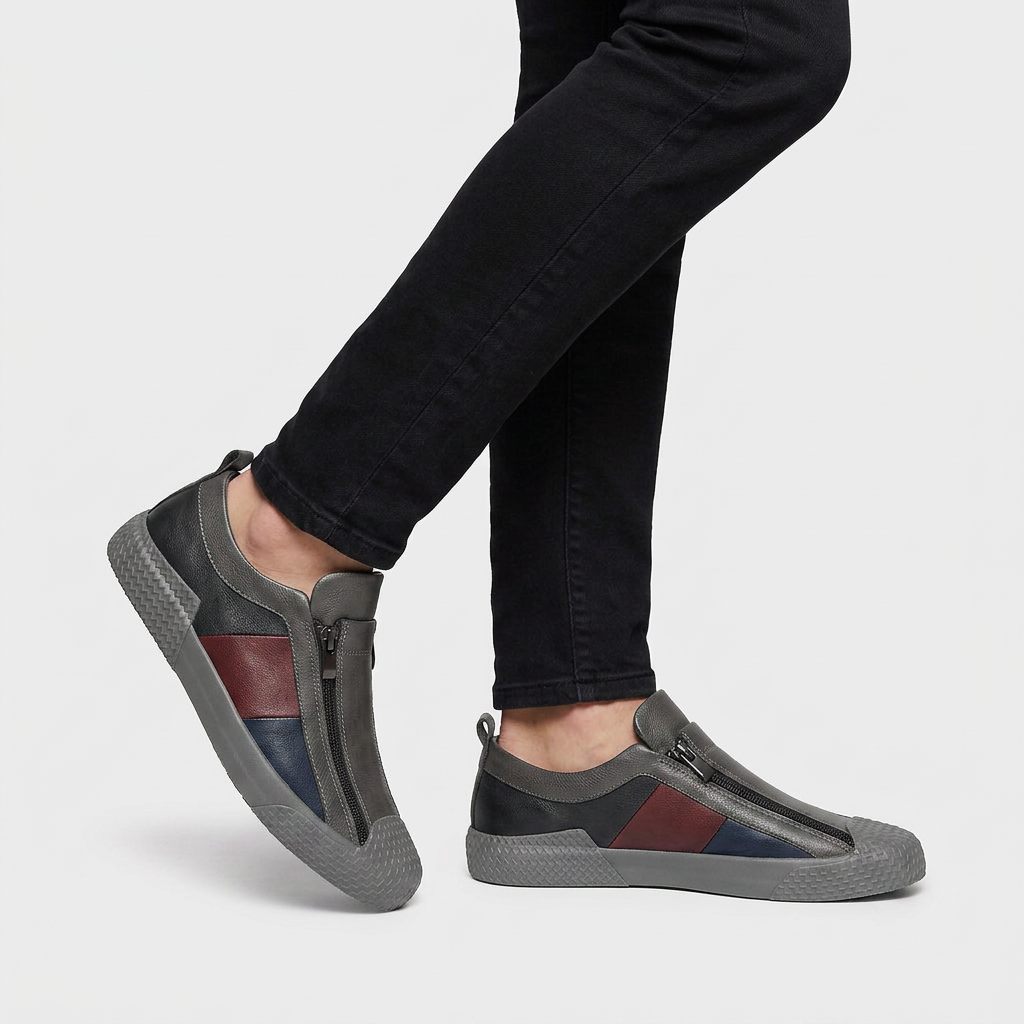 Sneakers Slip-On Multi-Panneaux Fermeture Zippée pour Homme