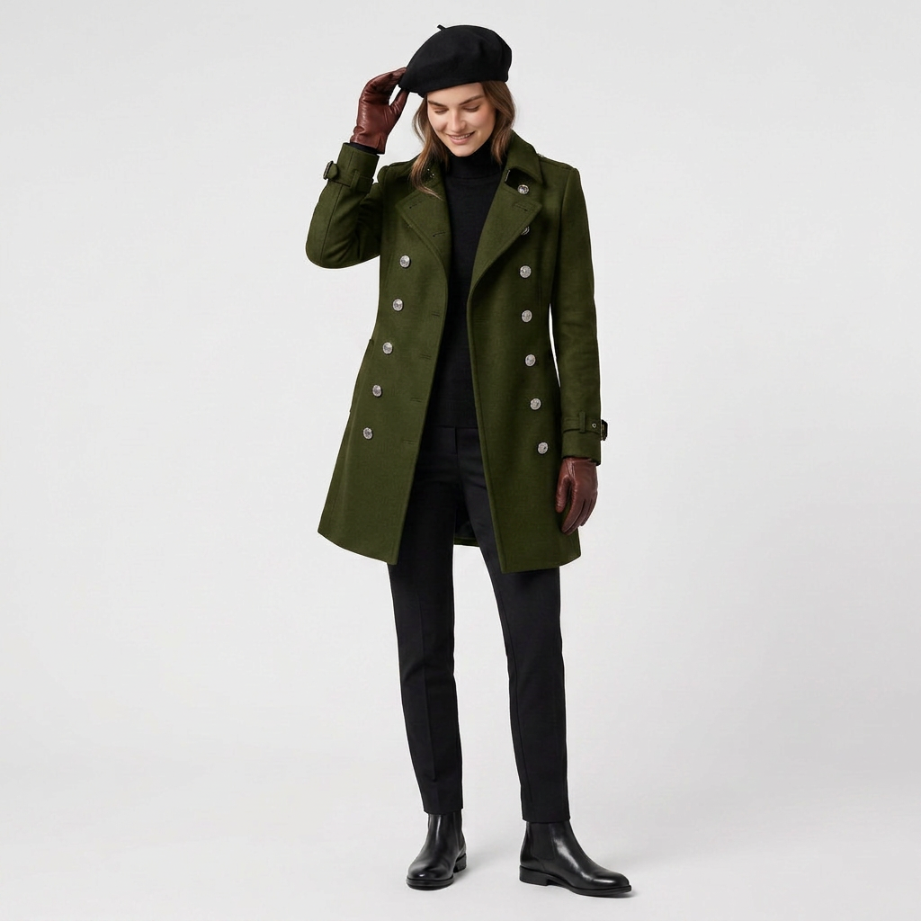Trenchcoat Long Élégant Coupe Classique pour Femme