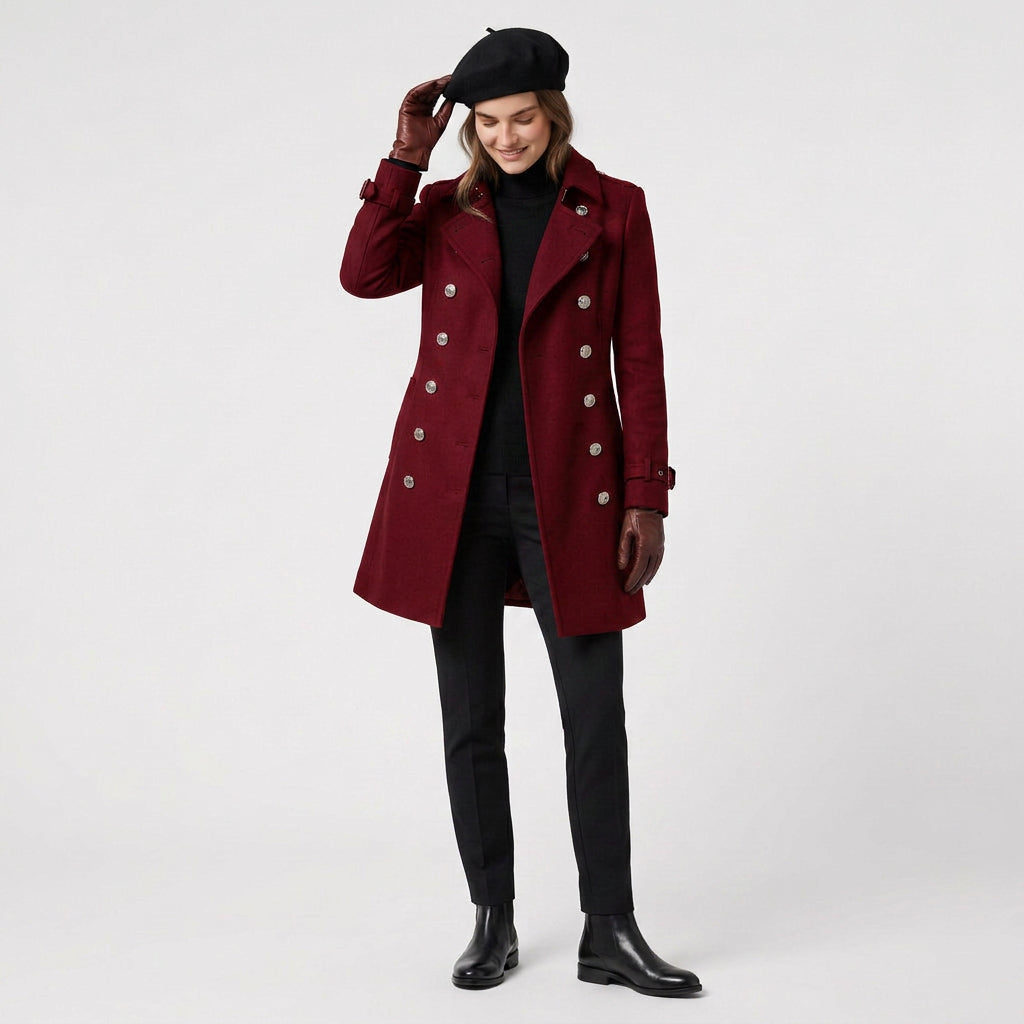 Trenchcoat Long Élégant Coupe Classique pour Femme