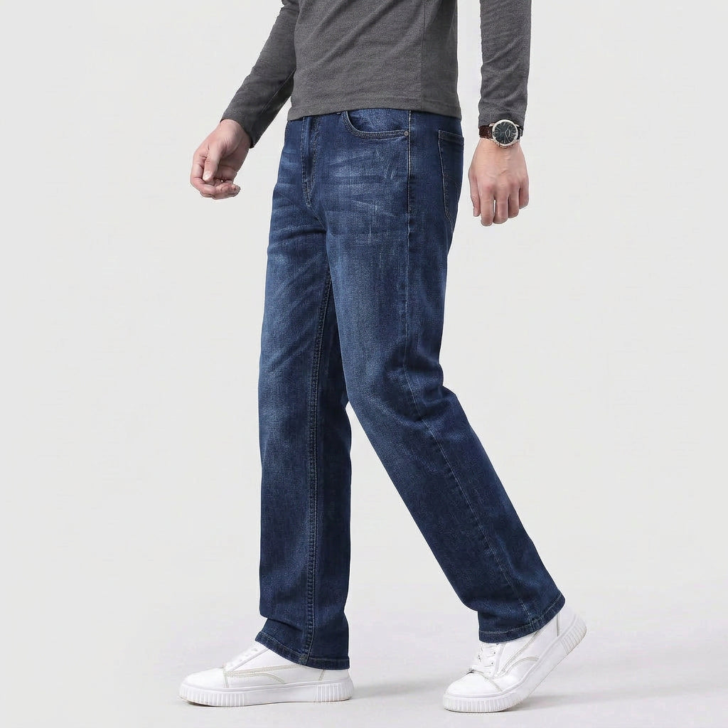 Jean Droit Denim Classique Taille Mi-Haute pour Homme