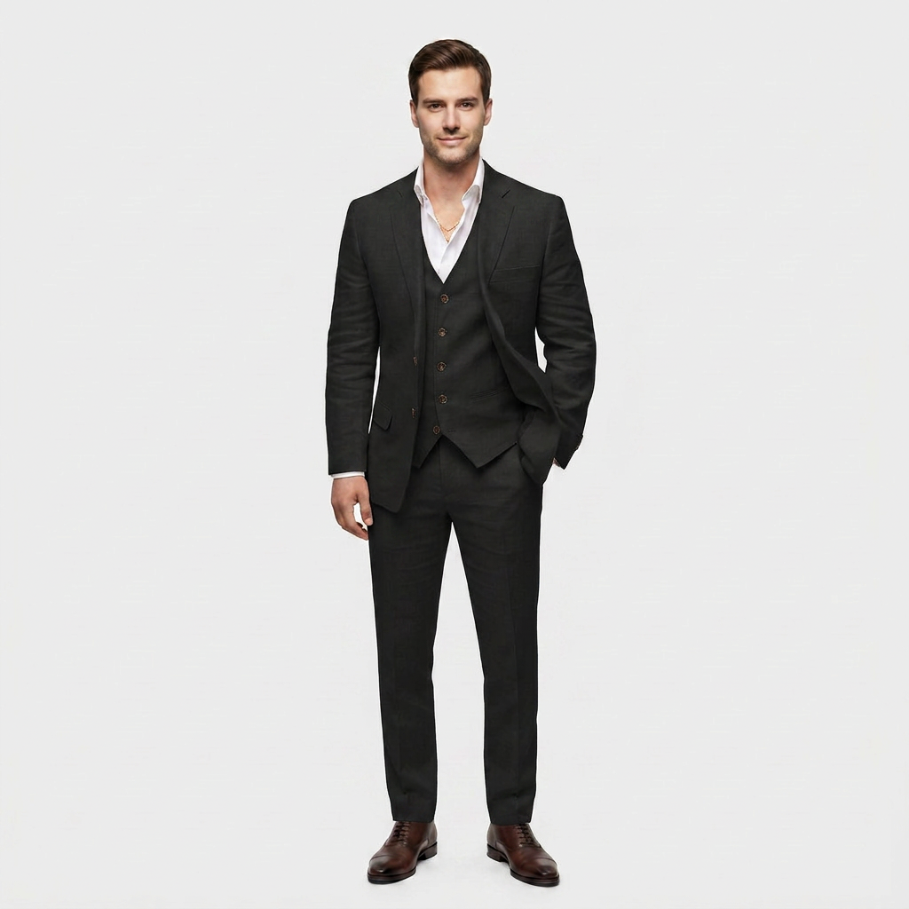 Ensemble Tailleur Trois Pièces Blazer Croisé pour Homme