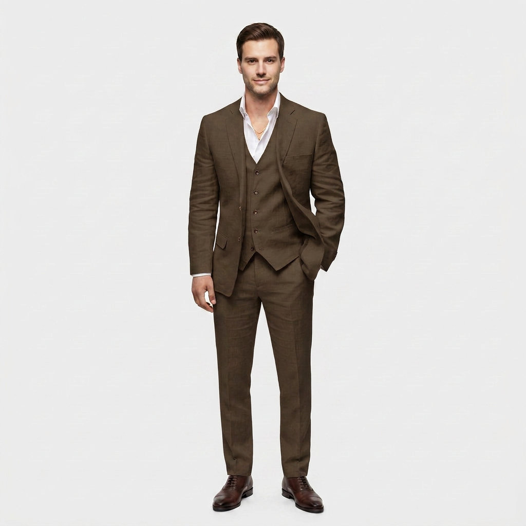 Ensemble Tailleur Trois Pièces Blazer Croisé pour Homme