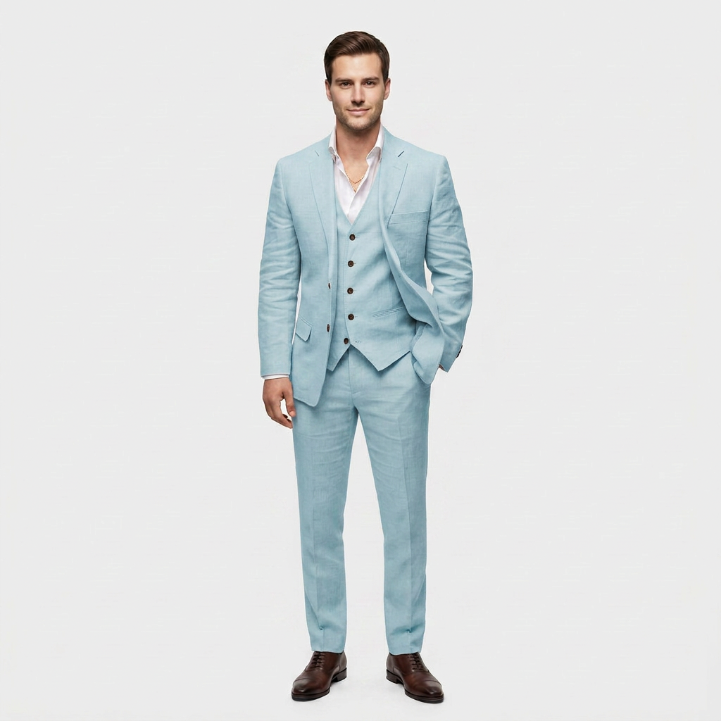 Ensemble Tailleur Trois Pièces Blazer Croisé pour Homme