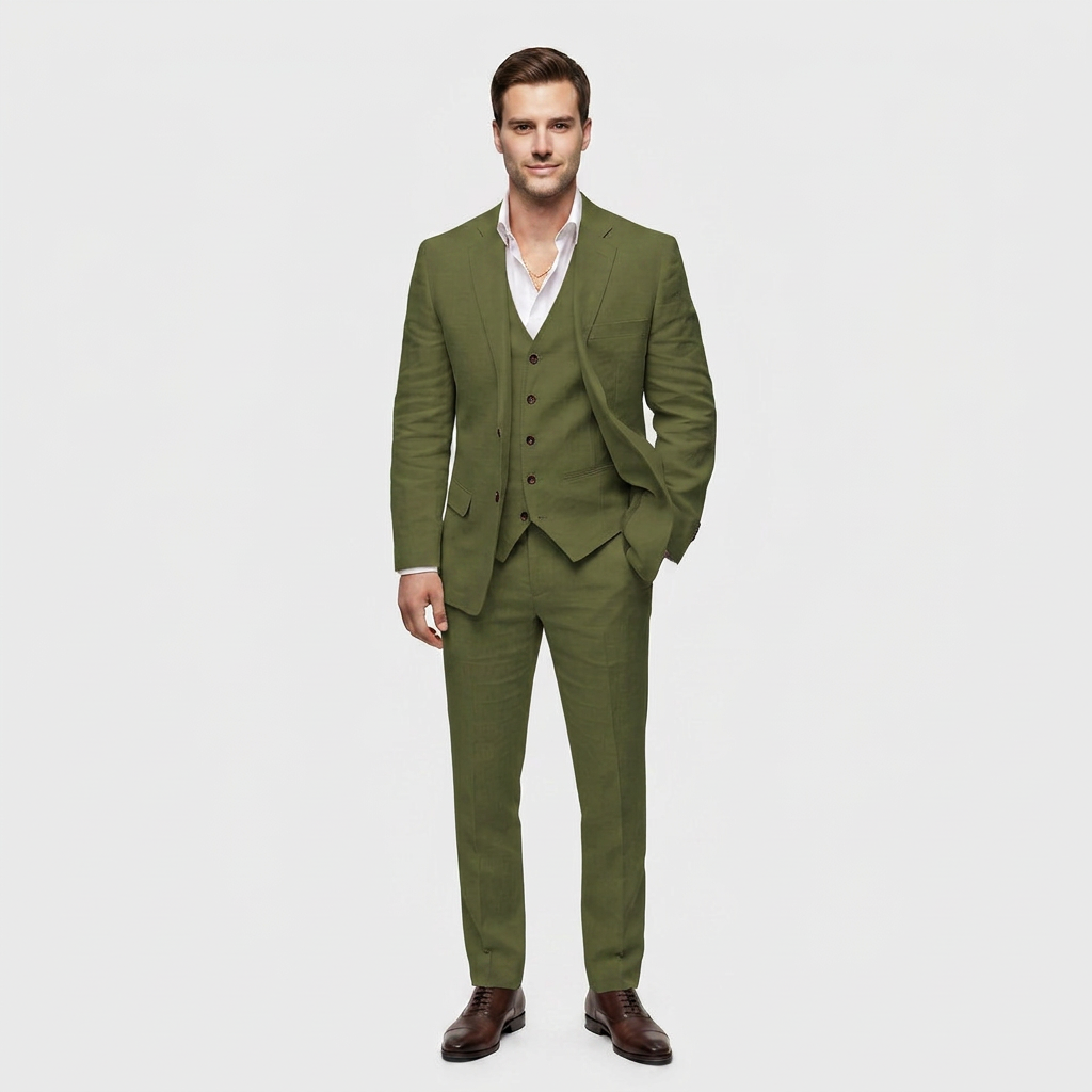 Ensemble Tailleur Trois Pièces Blazer Croisé pour Homme
