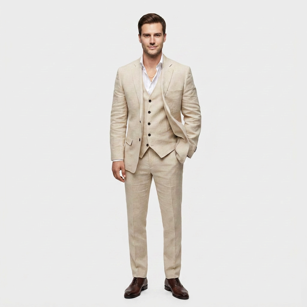 Ensemble Tailleur Trois Pièces Blazer Croisé pour Homme