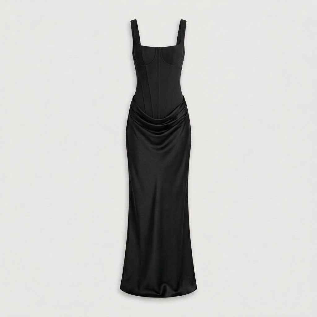 Robe Plissée Coupe Évasée Taille Marquée pour Femme