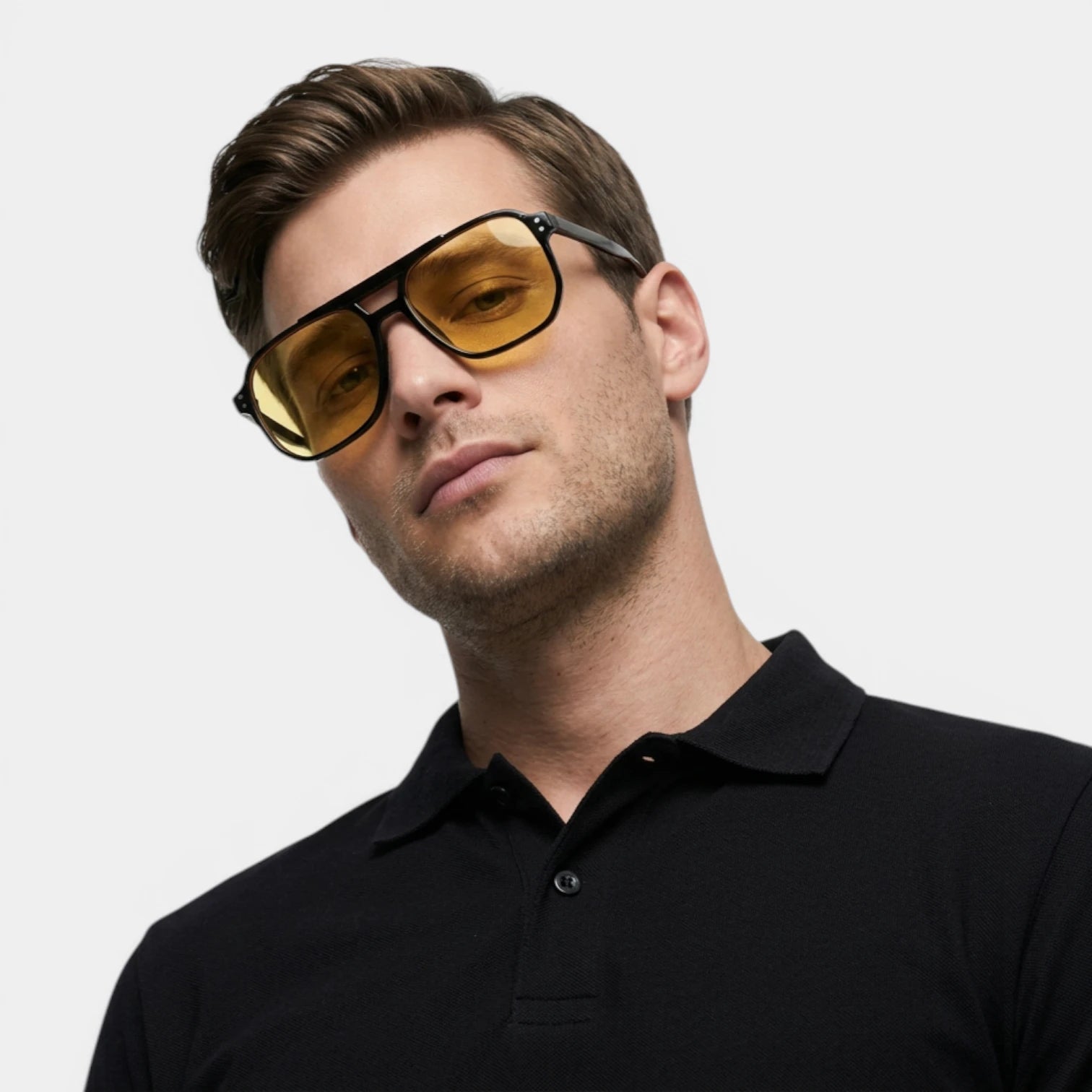 Lunettes Carrées Double Pont Verres Teintés pour Homme