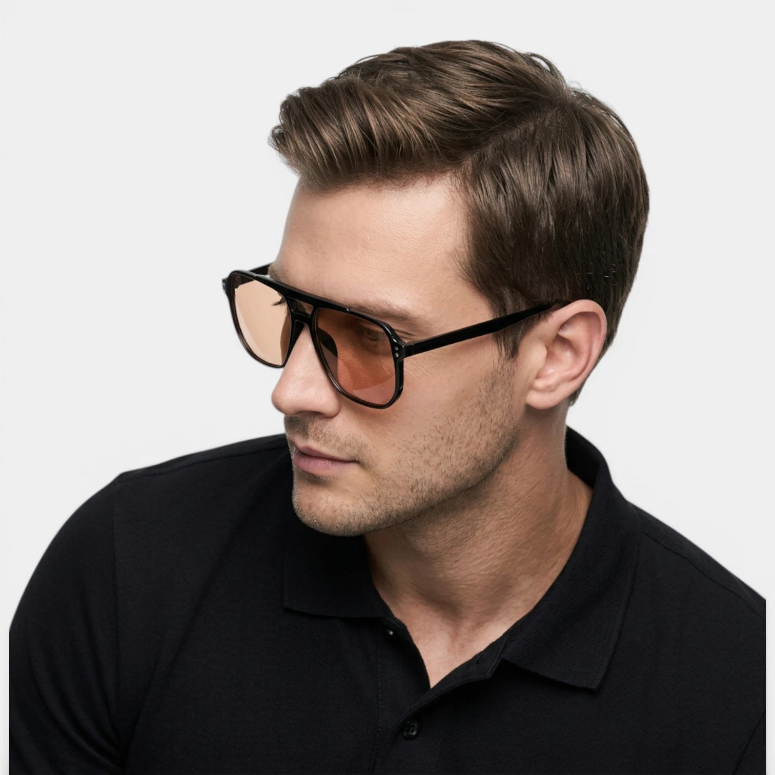 Lunettes Carrées Double Pont Verres Teintés pour Homme