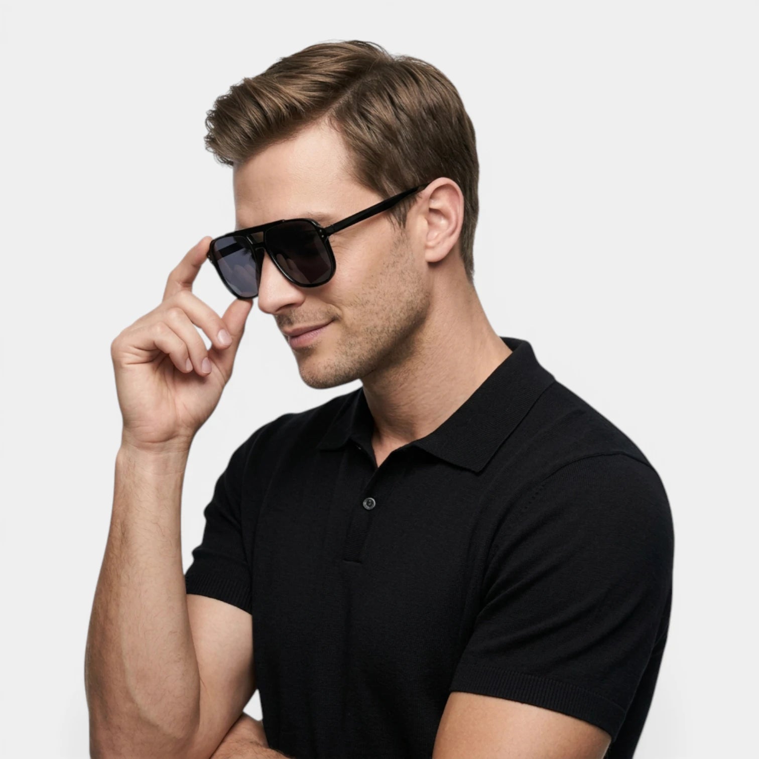 Lunettes Carrées Double Pont Verres Teintés pour Homme