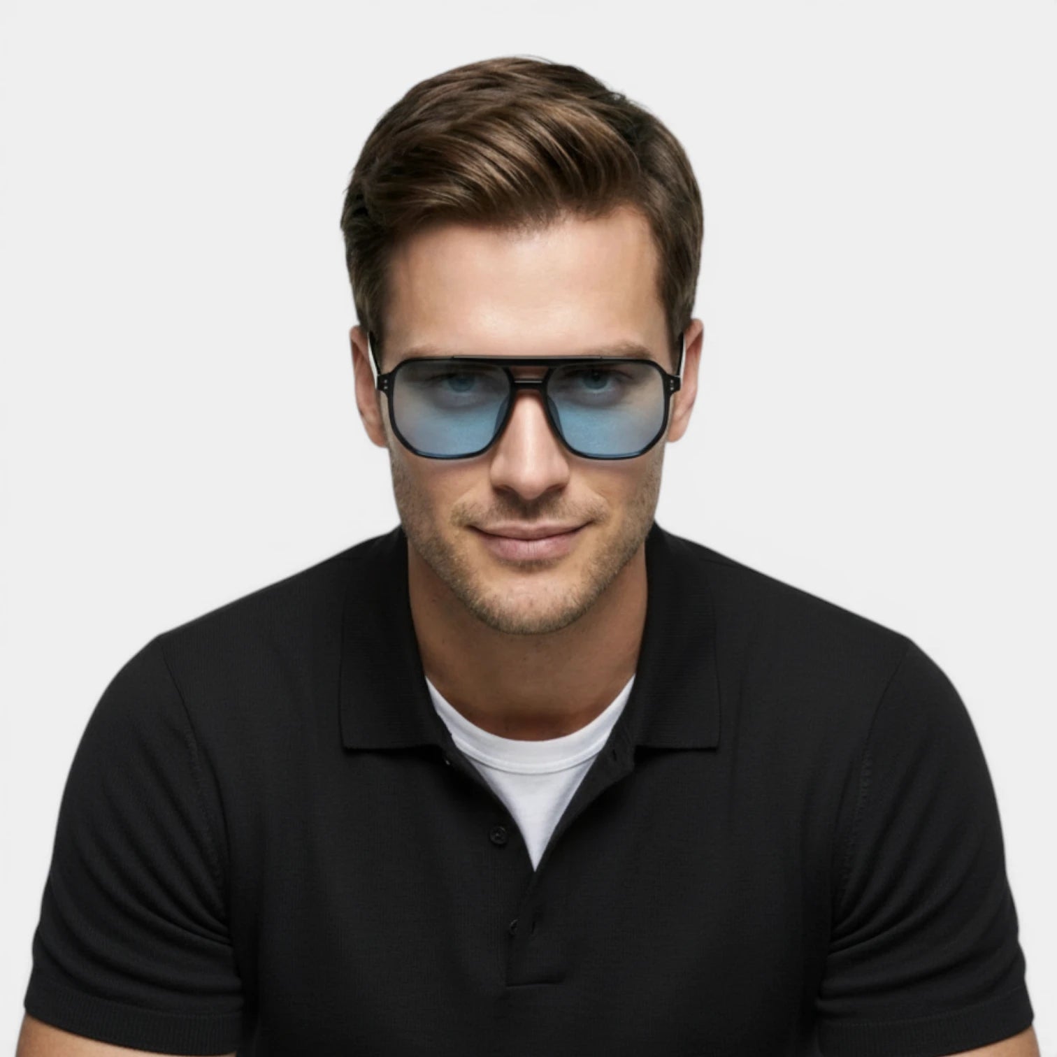 Lunettes Carrées Double Pont Verres Teintés pour Homme