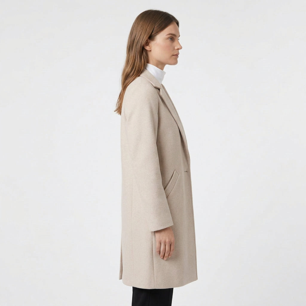 Manteau Long Boutonnage Coupe Structurée pour Femme