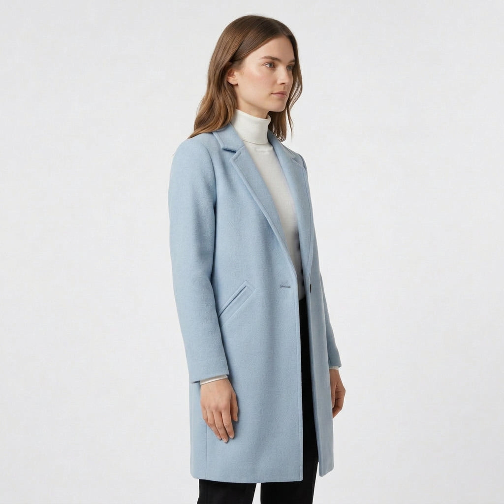 Manteau Long Boutonnage Coupe Structurée pour Femme