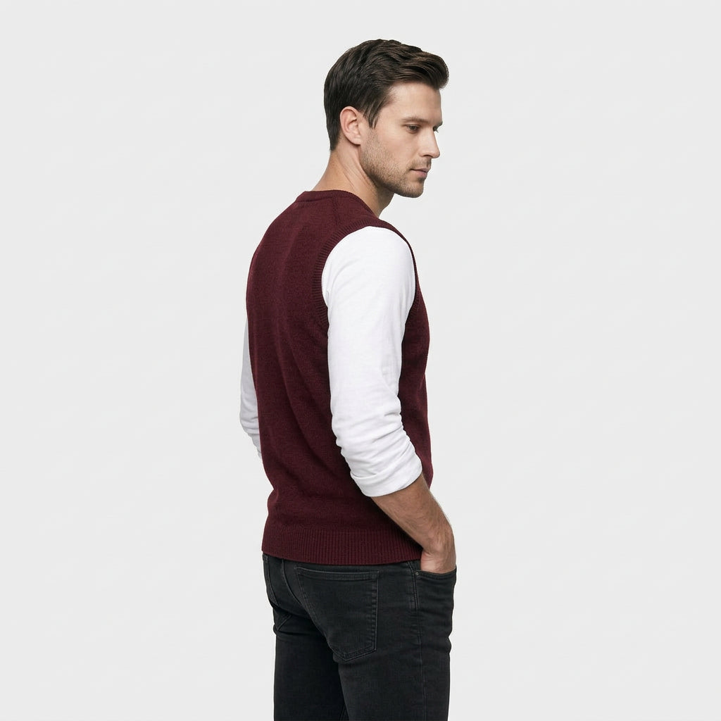 Men's Fine Knit Sleeveless Jumper