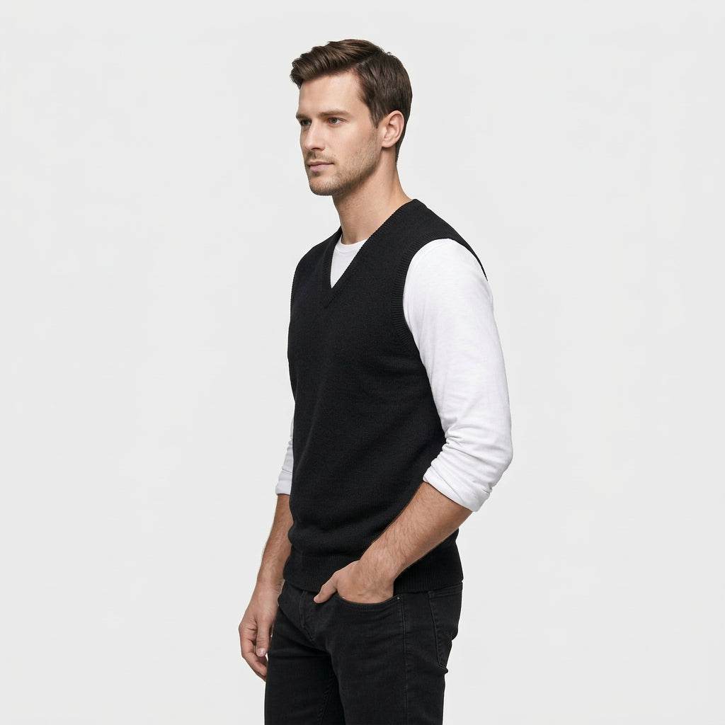 Men's Fine Knit Sleeveless Jumper