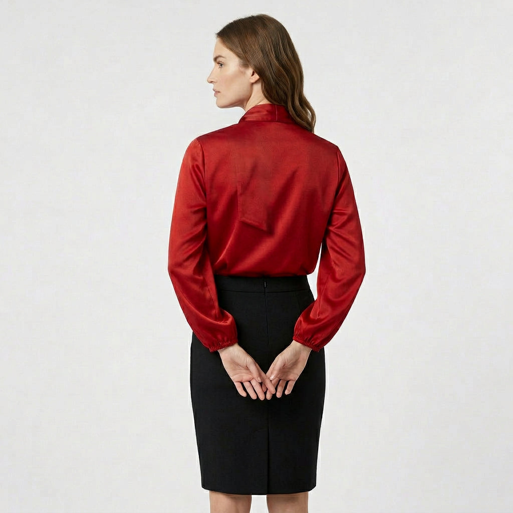 Blouse Col Lavallière Manches Longues pour Femme