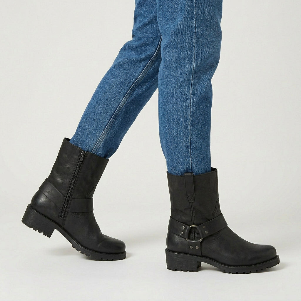 Bottines Cuir Bride Cheville Talon Bloc pour Homme