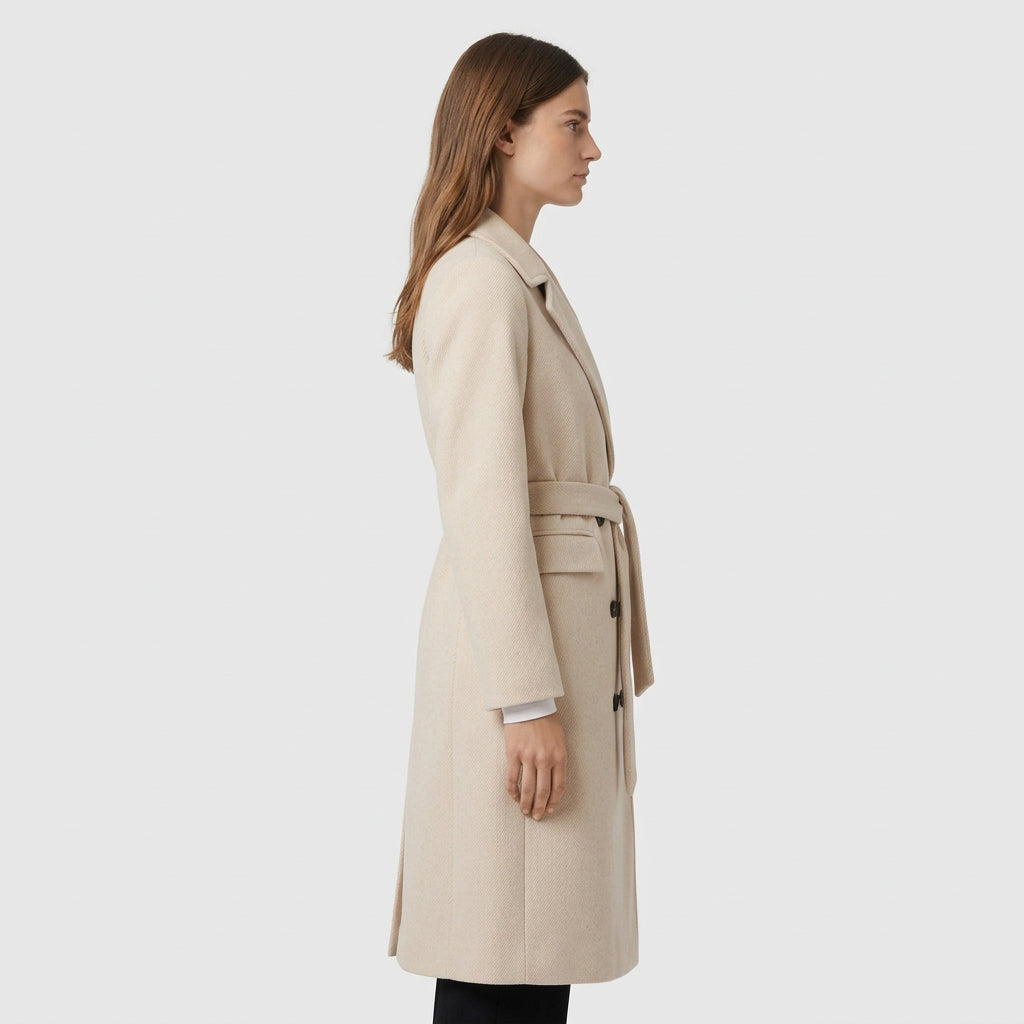 Trench Coat Ceinturé Double Boutonnage pour Femme