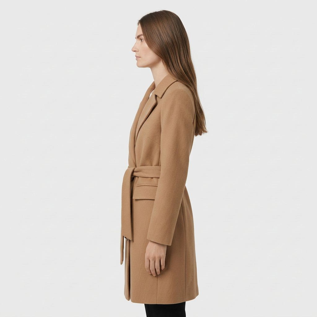 Trench Coat Ceinturé Double Boutonnage pour Femme