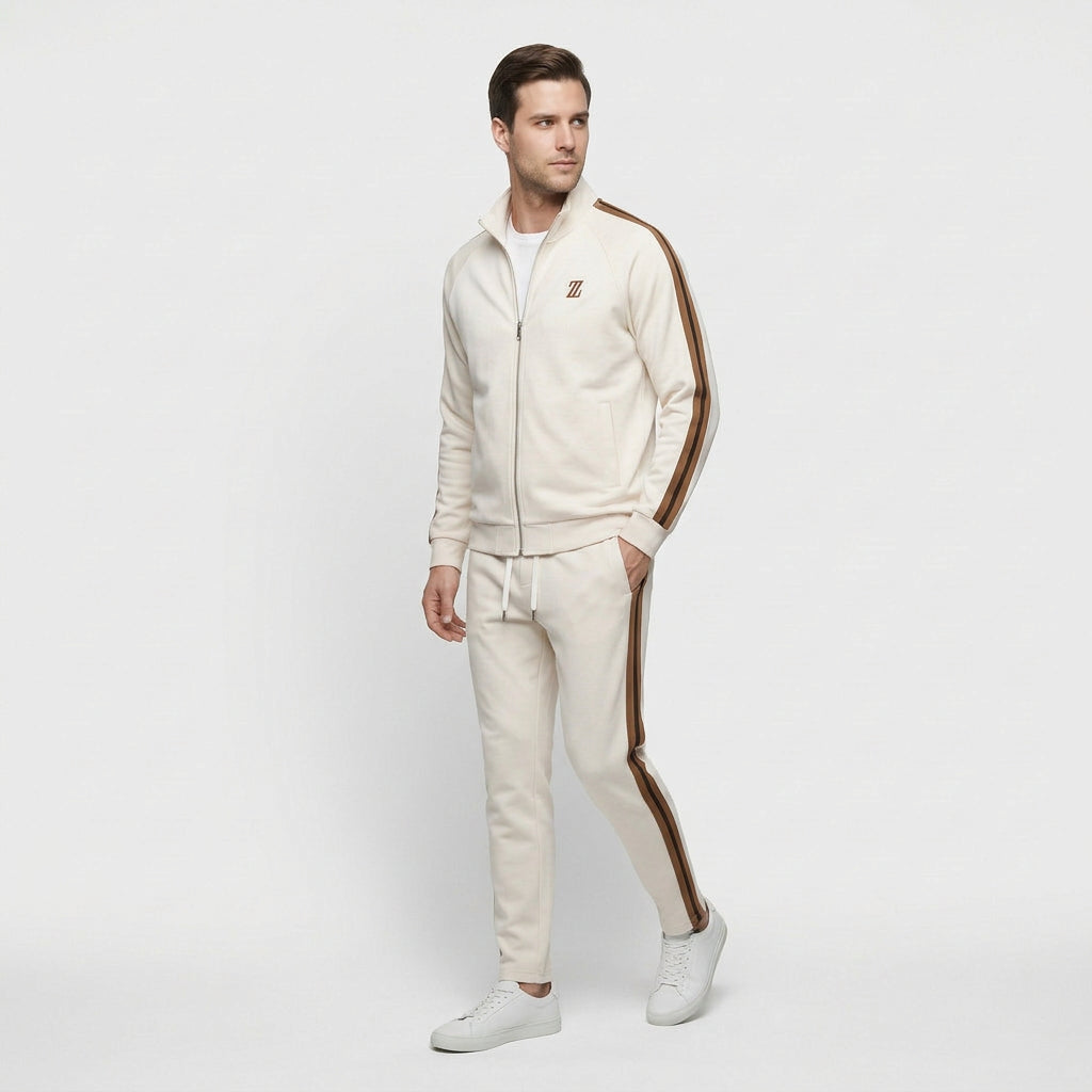Ensemble Survêtement Veste Zippée Bandes Latérales pour Homme