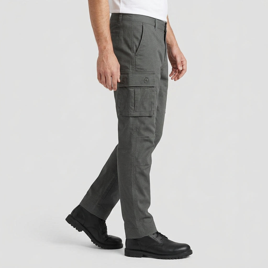 Pantalon Cargo Taille Élastiquée Poches Multiples pour Homme