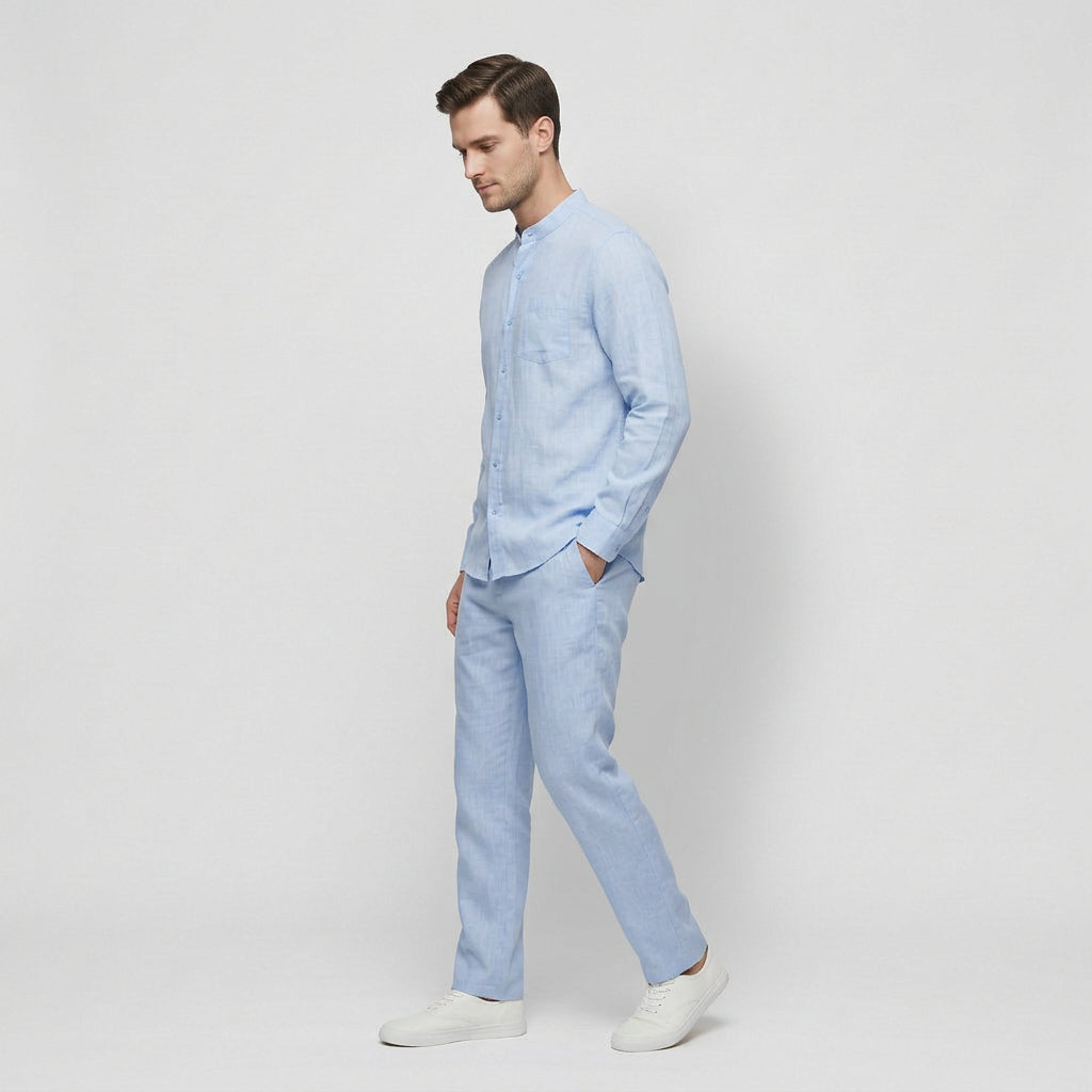 Ensemble Chemise Pantalon Coordonnés Coupe Décontractée pour Homme