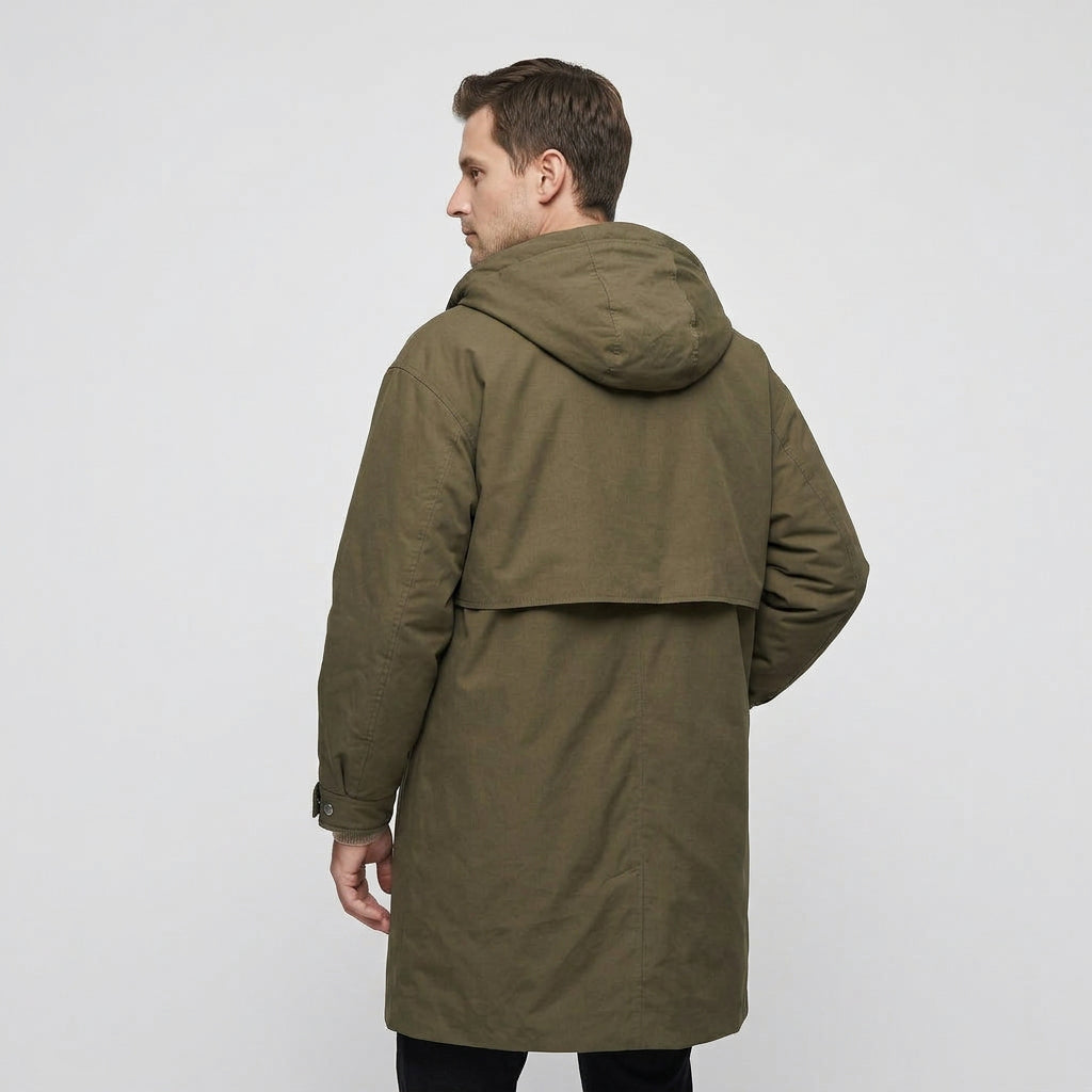 Trench Doudoune Imperméable Capuche Coupe Matelassée pour Homme