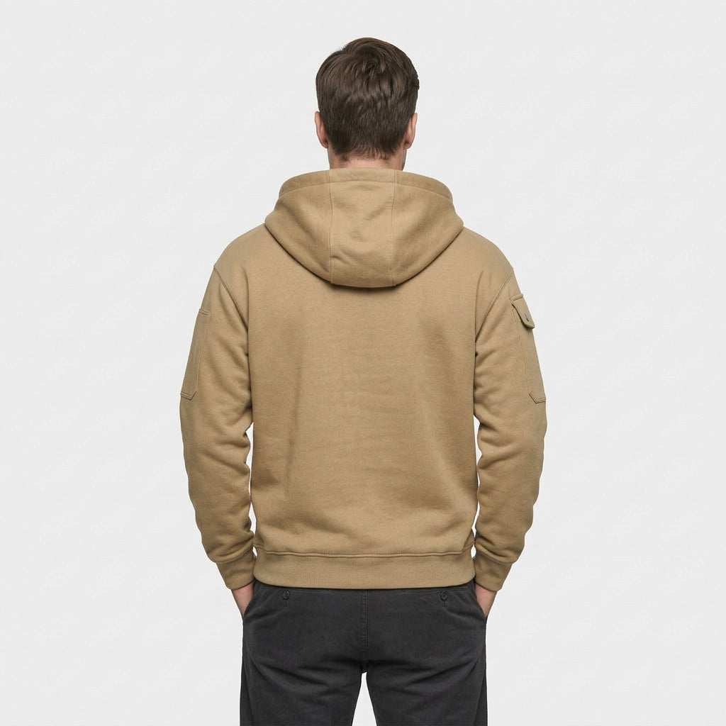 Sweat Capuche Demi-Zip Poches Zippées pour Homme