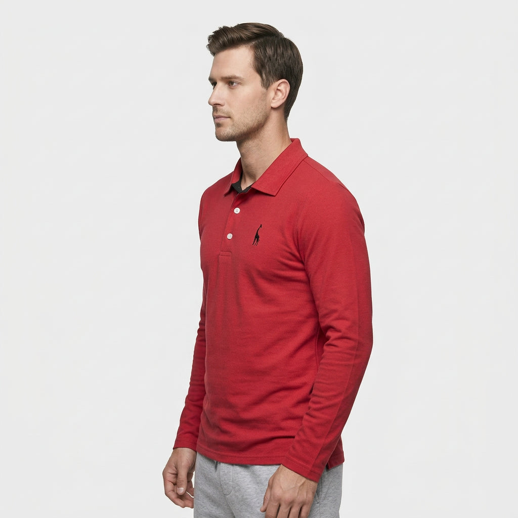 Pull Polo Patte Boutonnage Manches Longues pour Homme