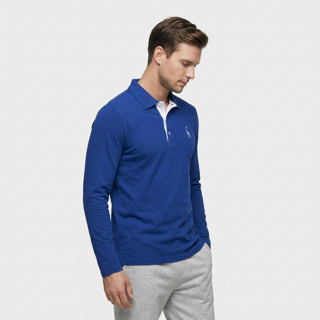 Pull Polo Patte Boutonnage Manches Longues pour Homme