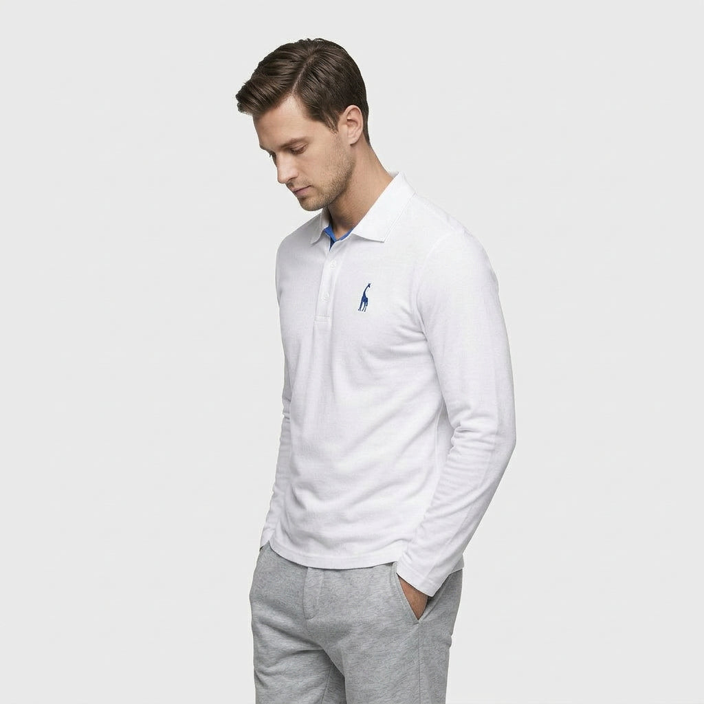 Pull Polo Patte Boutonnage Manches Longues pour Homme