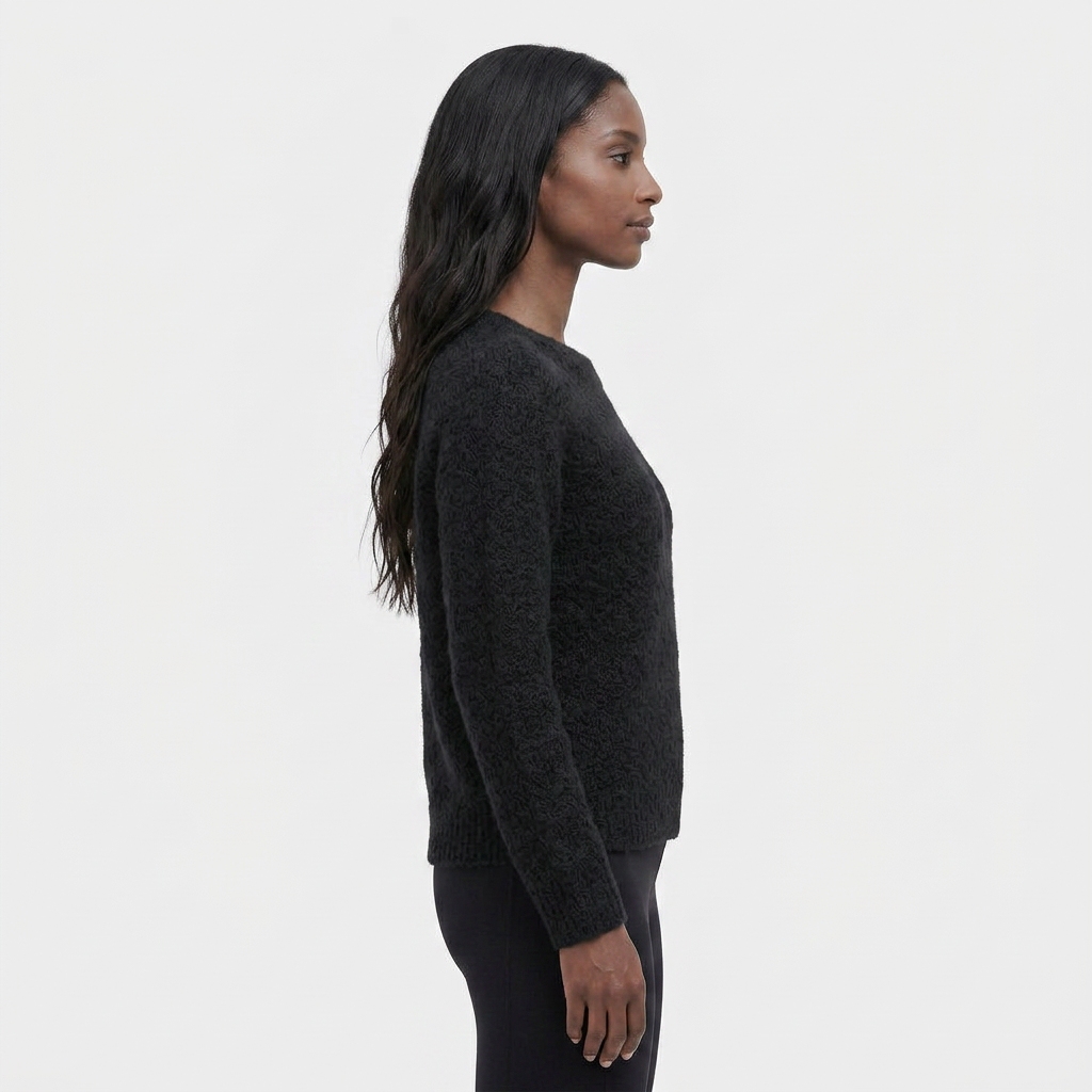 Pull en Maille Tricotée Col Rond Coupe Décontractée Manches Longues pour Femme