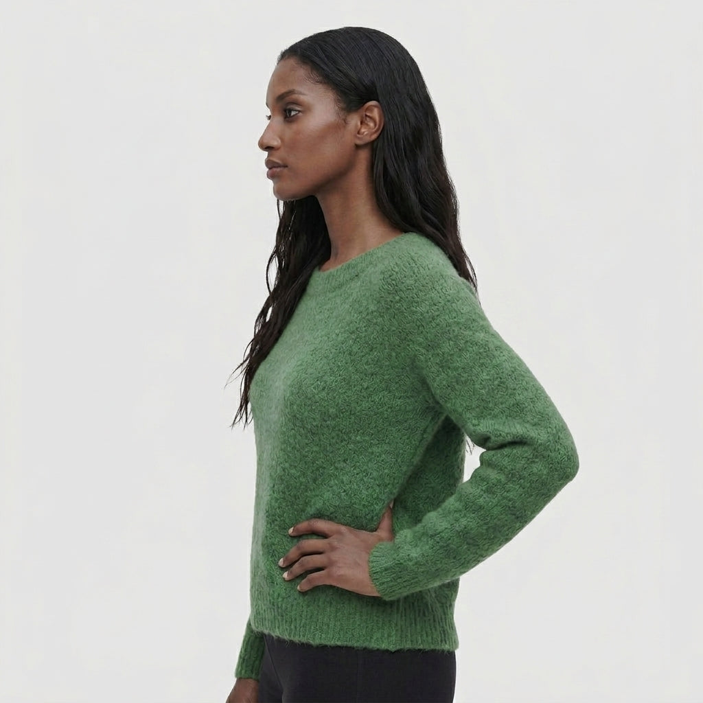 Pull en Maille Tricotée Col Rond Coupe Décontractée Manches Longues pour Femme