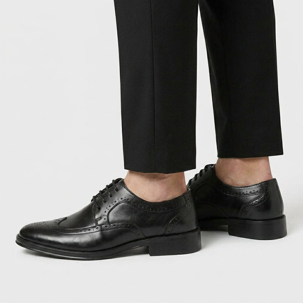 Derbies Oxford en Cuir Perforé Détails Richelieu Semelle Cousue pour Femme