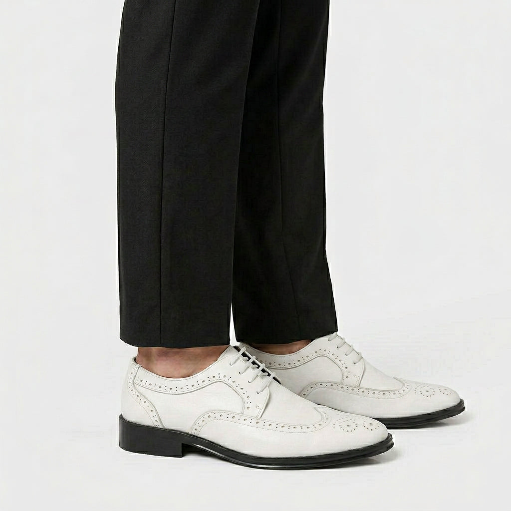 Derbies Oxford en Cuir Perforé Détails Richelieu Semelle Cousue pour Femme