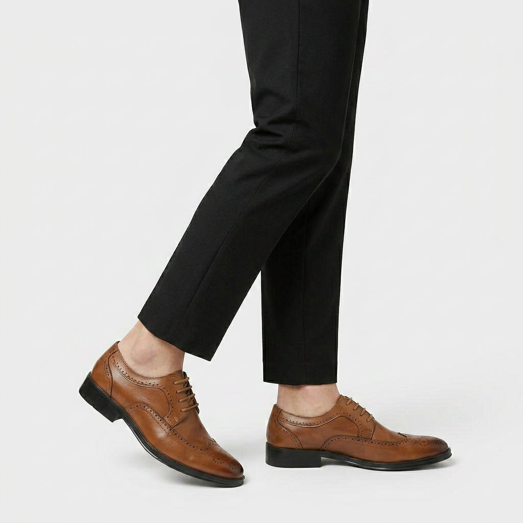 Derbies Oxford en Cuir Perforé Détails Richelieu Semelle Cousue pour Femme