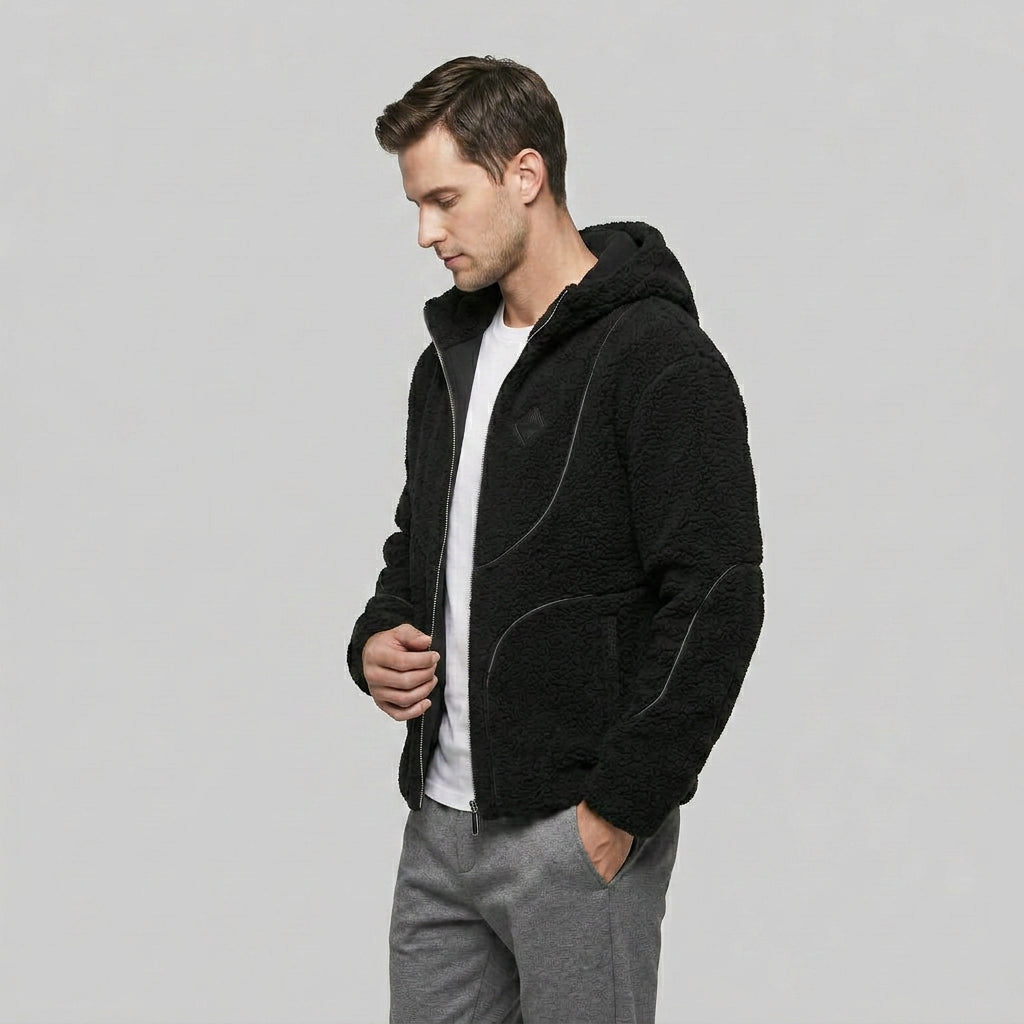 Sweat à Capuche en Laine d'Agneau Texturée Coupe Oversize Style Vintage pour Homme