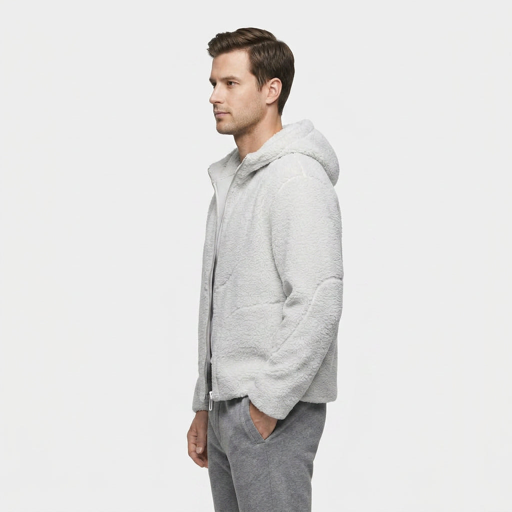 Sweat à Capuche en Laine d'Agneau Texturée Coupe Oversize Style Vintage pour Homme
